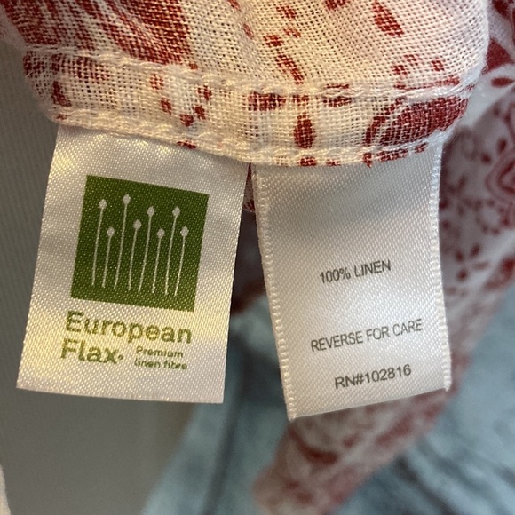 Garnet Hill NWOT Easy Linen Button Down Blouse Floral Sz 6 Coastal Vacation - Picture 9 of 16